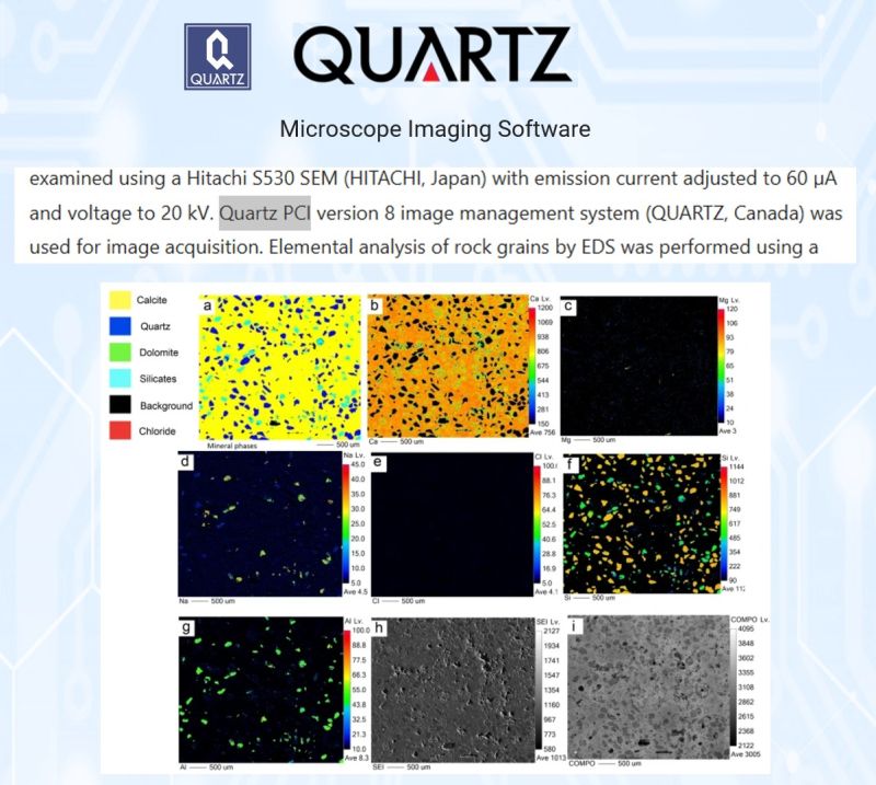 SEM micrograph of dolomite mineral structures from a Miocene mud volcano, acquired with Quartz PCI